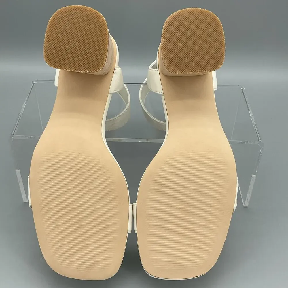 NEW Steve Madden Women’s Mindi Leather Ankle Strap Sandals White Size 9M